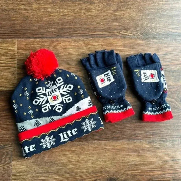 Set of Miller Lite Winter Hat & Gloves | Winter Hat & Gloves | Miller Lite | - Picture 1 of 7